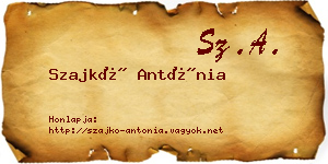 Szajkó Antónia névjegykártya
