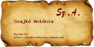 Szajkó Antónia névjegykártya